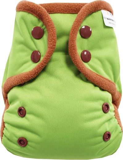 Breberky Svrchní kalhotky MINI - Zelené PAT, hnědé patentky + hnědé lemování - obrázek 1