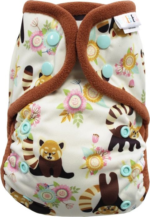 Breberky Svrchní kalhotky - Panda červená PAT (model 19), mint patentky + hnědé lemování - obrázek 1