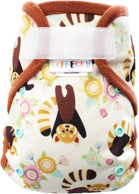 Breberky Svrchní kalhotky bez křidélek - Panda červená SZ, mint patentky + hnědé lemování (model 19) - obrázek 1
