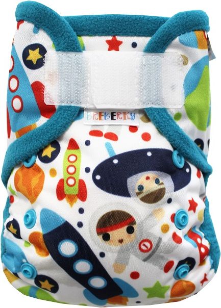 Breberky Svrchní kalhotky MINI bez křidélek - Astronaut SZ, tyrkysové patentky + tyrkysové lemování - obrázek 1