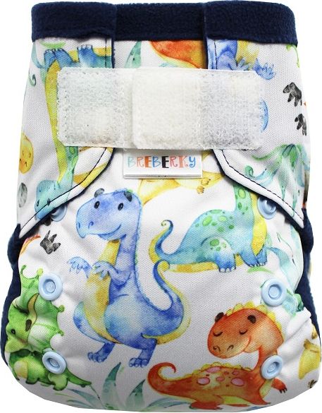 Breberky Kapsová plenka MINI - Dinosauříci SZ, sv.modré patentky + tm.modrý fleece - obrázek 1