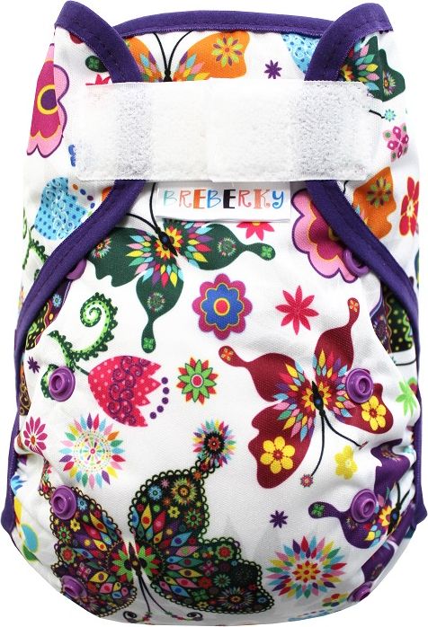 Breberky Svrchní kalhotky bez křidélek - Motýlí kaleidoskop SZ, fialové patentky + tmavě fialová gumička (model 19) - obrázek 1