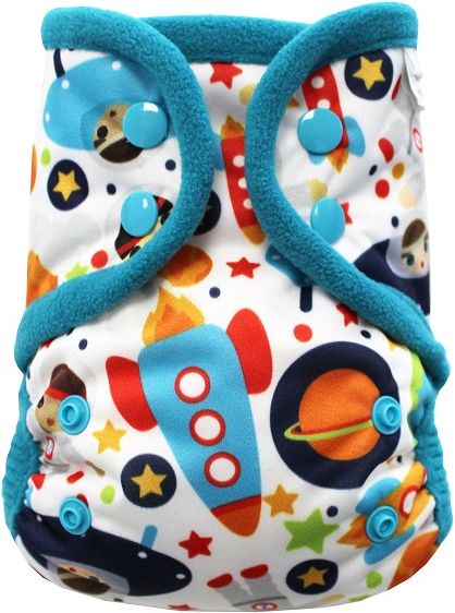 Breberky Svrchní kalhotky MINI - Astronaut PAT, tyrkysové patentky + tyrkysové lemování - obrázek 1