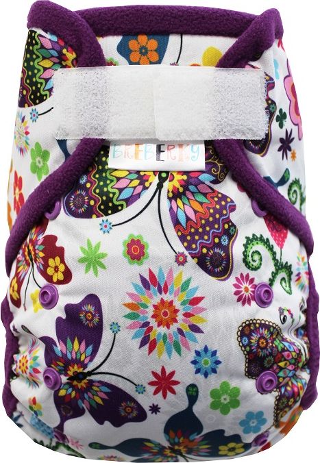 Breberky Svrchní kalhotky - Motýlí kaleidoskop SZ, fialové patentky + fialové lemování (model 19) - obrázek 1