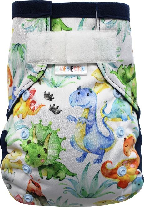 Breberky Kapsová plenka - Dinosauříci SZ, sv.modré patentky + tm.modrý fleece - obrázek 1