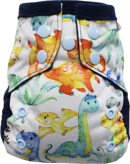 Breberky Kapsová plenka MINI - Dinosauříci PAT, sv.modré patentky + tm.modrý fleece - obrázek 1