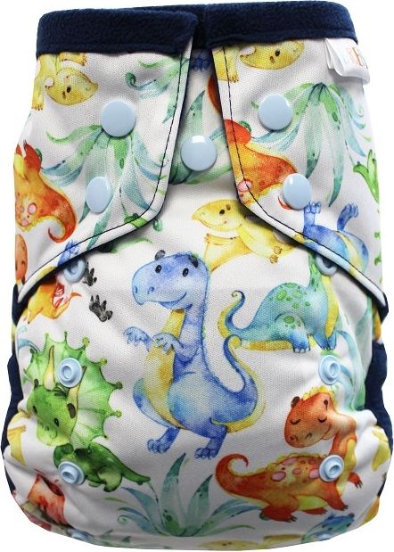 Breberky Kapsová plenka - Dinosauříci PAT, sv. modré patentky + tm. modrý fleece - obrázek 1