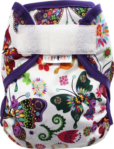 Breberky Svrchní kalhotky MINI - Motýlí kaleidoskop SZ, fialové patentky + tmavě fialová gumička - obrázek 1