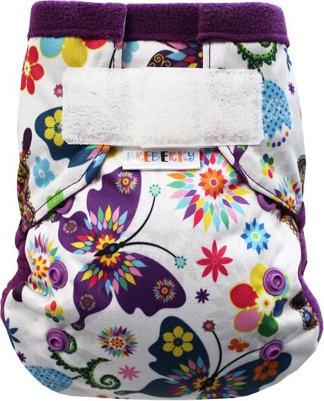 Breberky Kapsová plenka MINI - Motýlí kaleidoskop SZ, fialové patentky + fialový fleece - obrázek 1