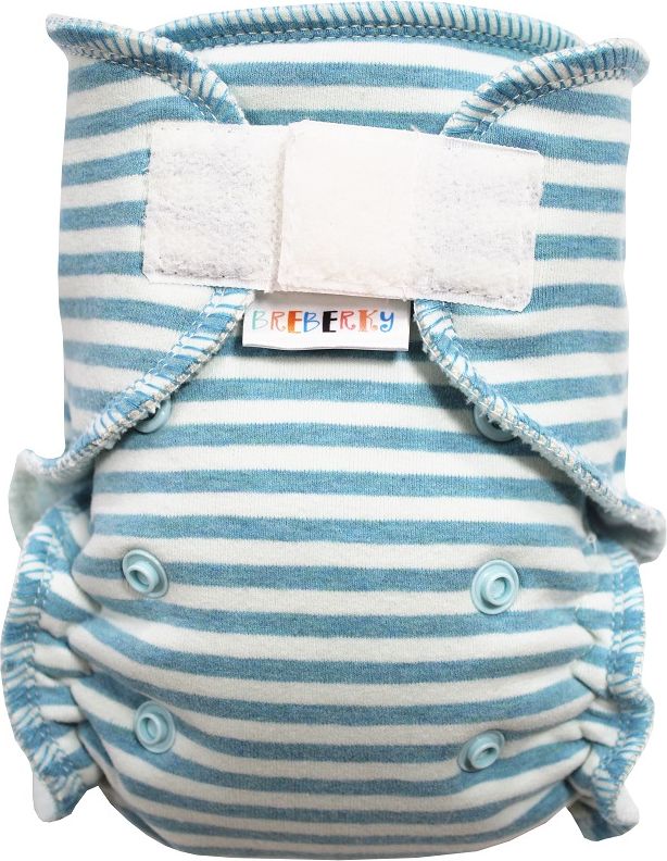 Breberky Kalhotková plenka MINI - Světle modré proužky SZ, sv.modrý velur - obrázek 1