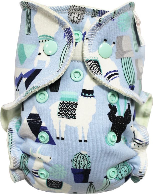Breberky Kalhotková plenka MINI - Lama v horách PAT, mint velur - obrázek 1