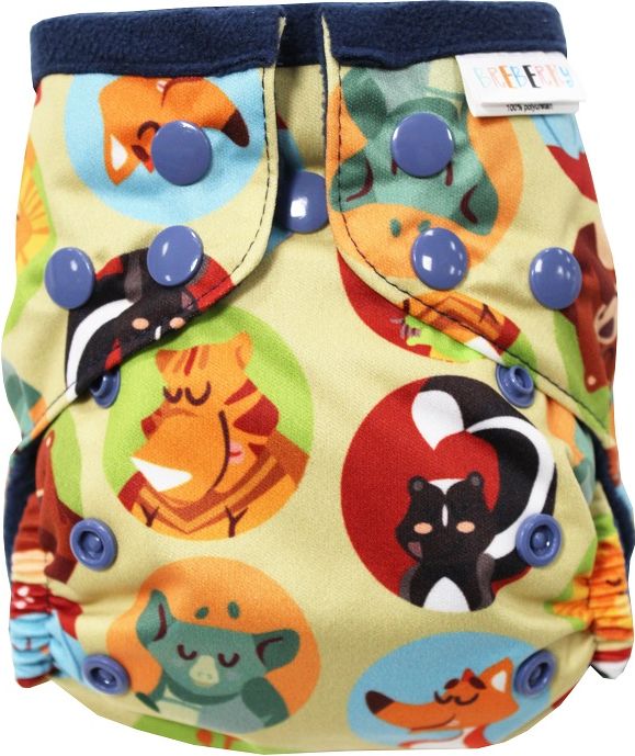 Breberky Kapsová plenka z funkčního PULu MINI bez křidélek - Afrika PAT tm.modré patentky + tm.modrý fleece - obrázek 1
