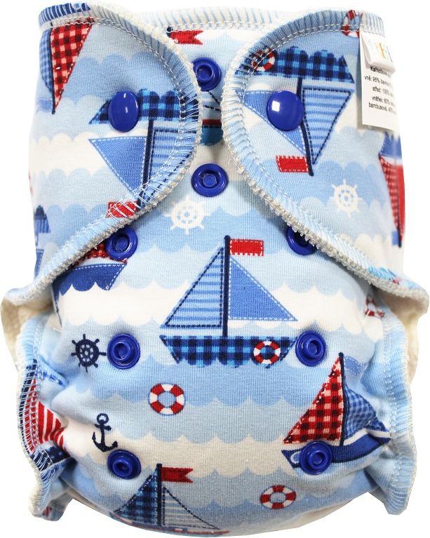 Breberky Kalhotková plenka MINI - Plachetnice PAT, modré patentky - obrázek 1