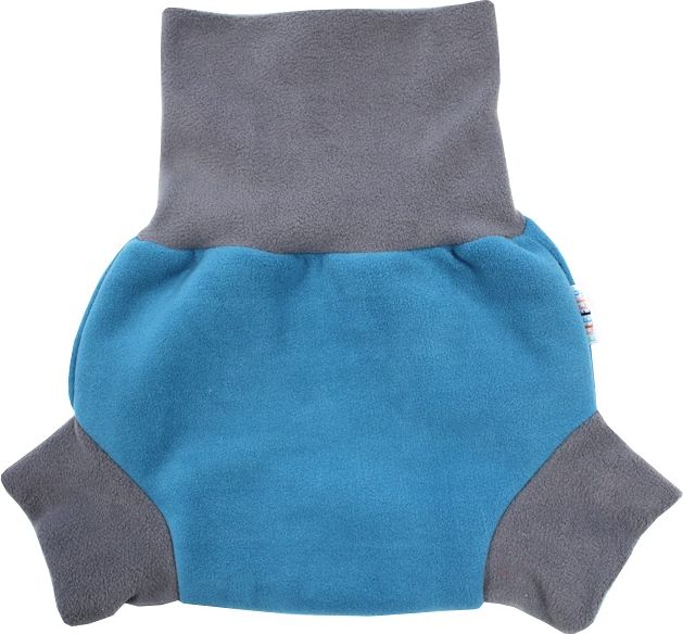 Breberky Natahovací fleecové svrchní kalhotky - Petrolejové, šedé lemování velikost: S (4-7kg) - obrázek 1