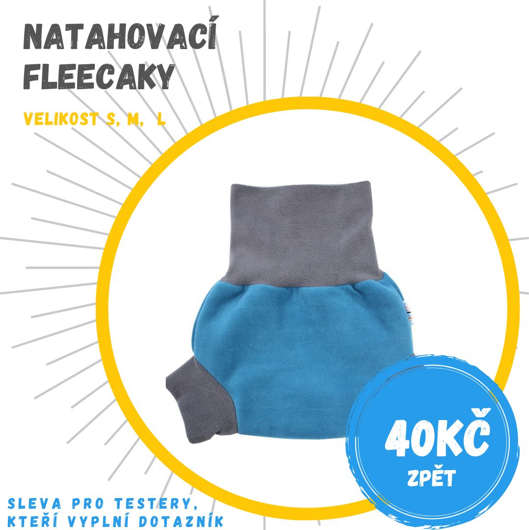 Breberky Natahovací fleecové svrchní kalhotky - Petrolejové, šedé lemování velikost: S (4-7kg) - obrázek 2