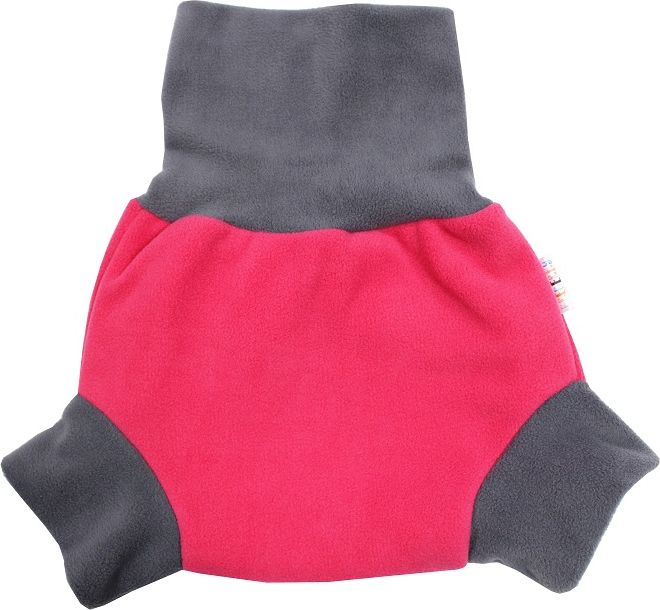 Breberky Natahovací fleecové svrchní kalhotky - Růžové, šedé lemování velikost: S (4-7kg) - obrázek 1