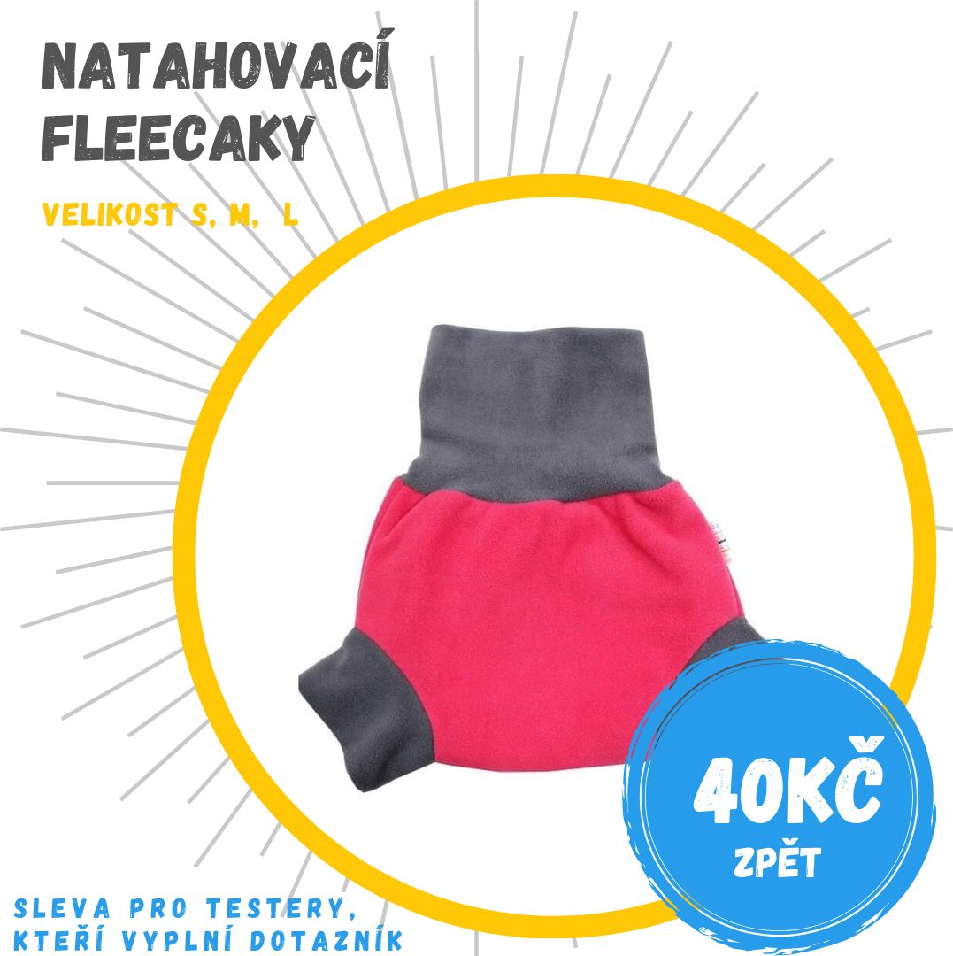 Breberky Natahovací fleecové svrchní kalhotky - Růžové, šedé lemování velikost: S (4-7kg) - obrázek 2