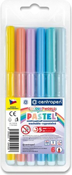Centropen Fixy 7550/6 Colour World Pastel 6 pastelových barev - obrázek 1