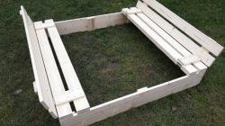 Pískoviště s víkem a se sedákem 120cm - obrázek 1