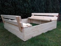 Pískoviště s víkem a se sedákem 150cm - obrázek 1