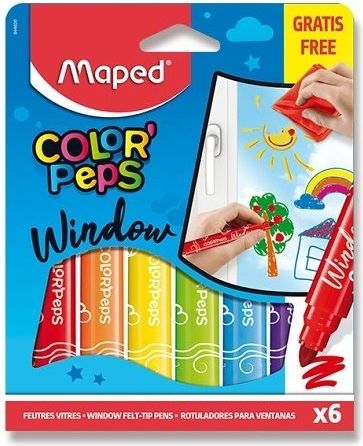 Maped Fixy Window na sklo 6 ks + hadřík - obrázek 1