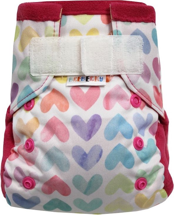 Breberky Kapsová plenka MINI - Duhová srdíčka SZ, růžové patentky + růžový fleece - obrázek 1