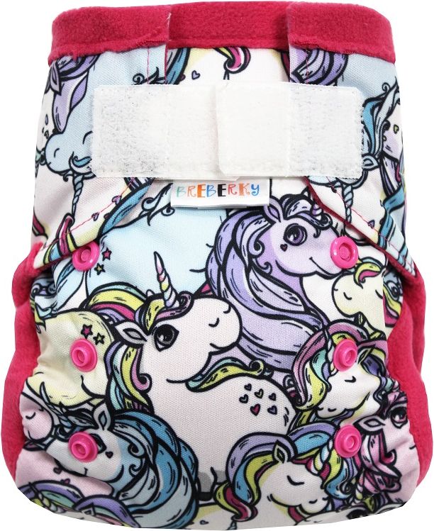 Breberky Kapsová plenka MINI - Šťastný jednorožec SZ, růžové patentky + růžový fleece - obrázek 1