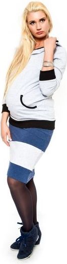 Těhotenská sukně Be MaaMaa - LORA jeans/sv. šedé - M (38) / M - obrázek 2