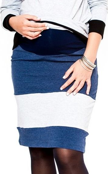 Těhotenská sukně Be MaaMaa - LORA jeans/sv. šedé - M (38) / M - obrázek 4