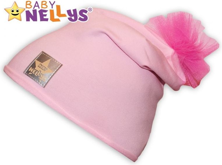 Bavlněná čepička Tutu květinka Baby Nellys ® - sv. růžová - 48/52 čepičky obvod - obrázek 1