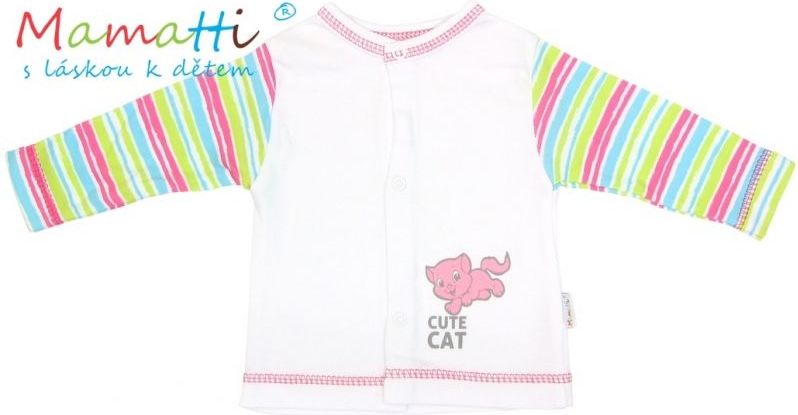 Bavlněná košilka Mamatti - CAT- bílá/barevné proužky - 74 / 74 (6-9m) - obrázek 1