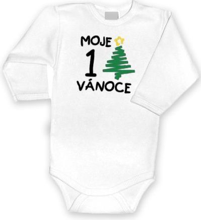 1. Vánoce - Body dl. rukávek bílé - 92 (18-24m) - obrázek 1
