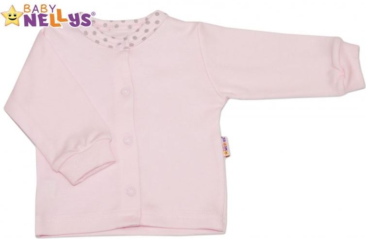 Bavlněná košilka Baby Nellys® PUNTÍKY - sv. růžový/sv. šedé puntíky - 80 / 80 (9-12m) - obrázek 1