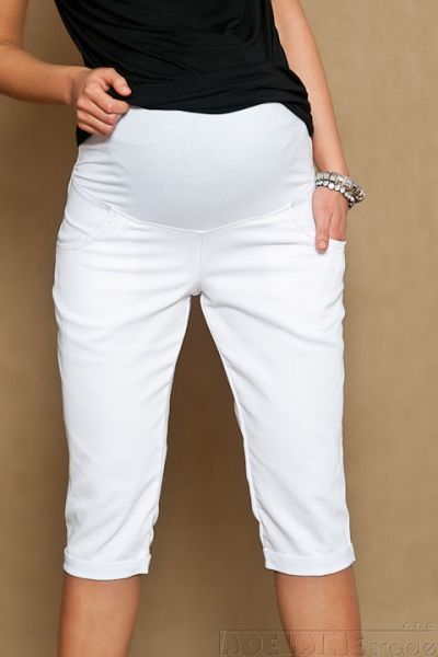 Těhotenské JEANS 3/4  - bílé - XL (42) - obrázek 4
