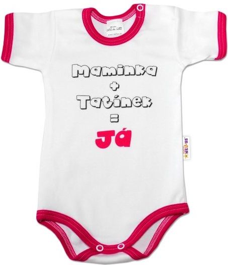 Body krátký rukáv Maminka + Tatínek JÁ - malinový lem - 74 (6-9m) / 74 - obrázek 1