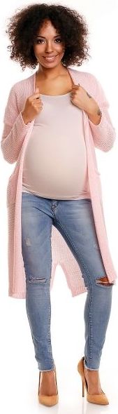 Svetříkový plášť s kapsami MERY - sv. růžový - obrázek 2