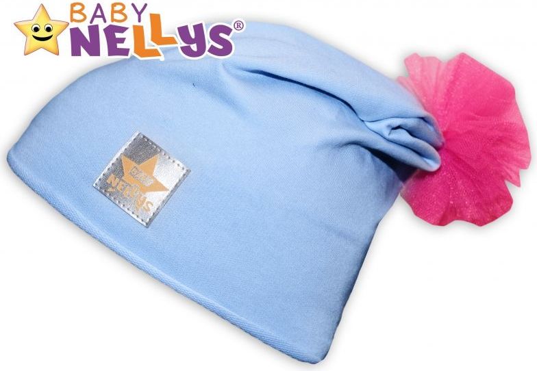 Bavlněná čepička Tutu květinka Baby Nellys ® - sv. modrá - 48/50 čepičky obvod - obrázek 1