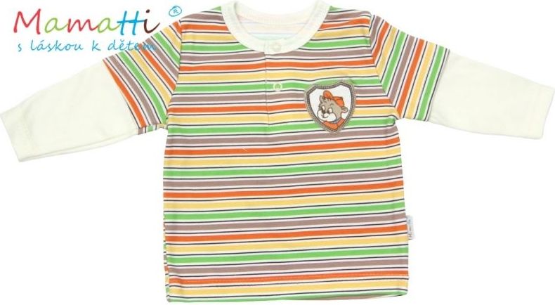 Polo tričko dlouhý rukáv Mamatti - CAR- krémové/barevné proužky - 68 (4-6m) / 68 - obrázek 1