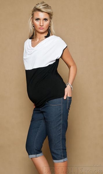 Těhotenské JEANS 3/4  - granátové - XS (32-34) / XS - obrázek 3