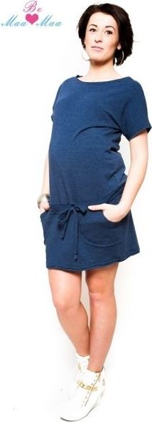 Těhotenské šaty Be MaaMaa - ESTELLE - jeans - S/M - obrázek 1