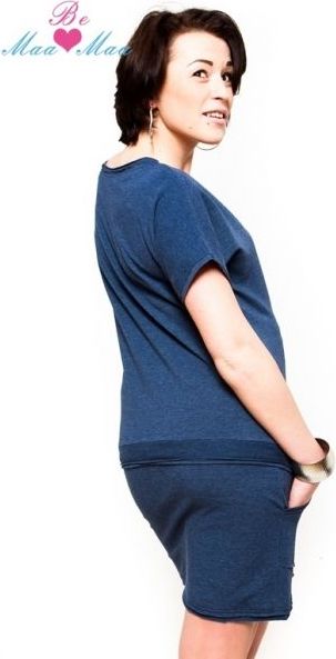 Těhotenské šaty Be MaaMaa - ESTELLE - jeans - S/M - obrázek 4