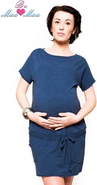 Těhotenské šaty Be MaaMaa - ESTELLE - jeans - S/M - obrázek 6