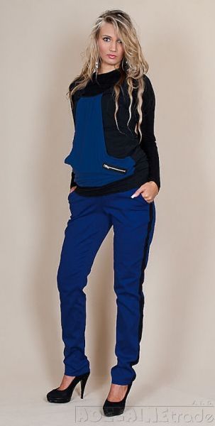 Těhotenské kalhoty Karolina - Modré - XS / XS (32-34) - obrázek 1