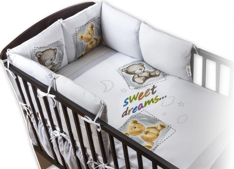 Povlečení s polštářkovým mantinelem Sweet Dreams by TEDDY - šedý - 120x90 - obrázek 1