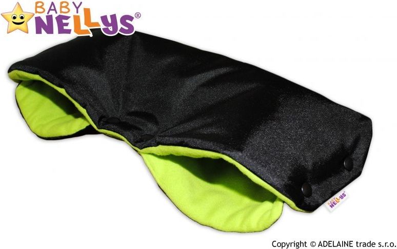 Rukávník ke kočárku Baby Nellys ® flees - černý/zelená - obrázek 1