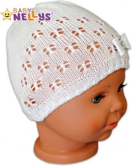 Háčkovaná čepička Mašlička Baby Nellys ® - s flitry - 36/40 čepičky obvod - obrázek 2