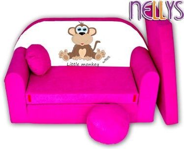 Rozkládací dětská pohovka Little Monkey Nellys - růžová - obrázek 1