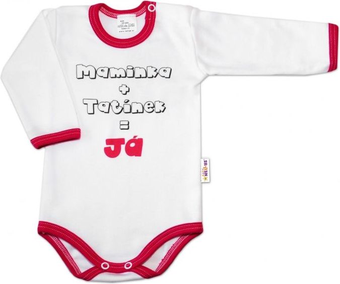 Body dl. rukáv Maminka + tatínek JÁ - tm.růžový lem - 74 (6-9m) - obrázek 1