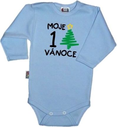 1. Vánoce - Body dl. rukávek sv. modré - 80 (9-12m) - obrázek 1