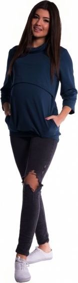 Těhotenské a kojící teplákové triko - tm. modré - XL / XL (42) - obrázek 1